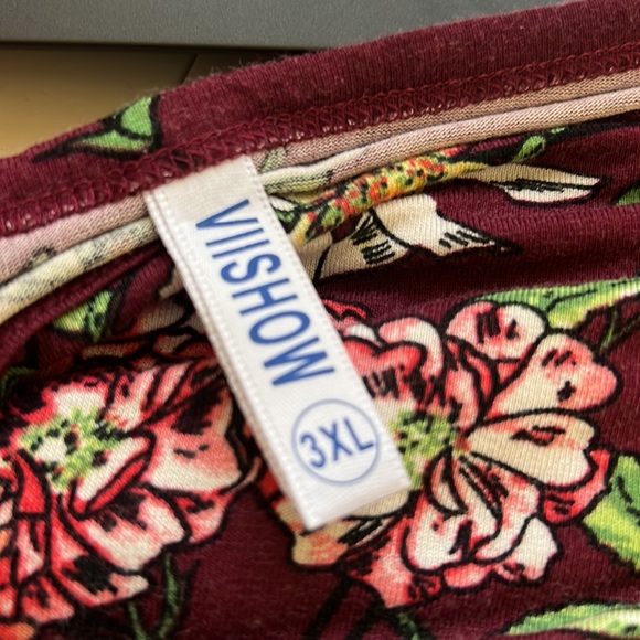 Burgundy Floral Print Short Sleeve Maxi Dress - Picture 10 of 10